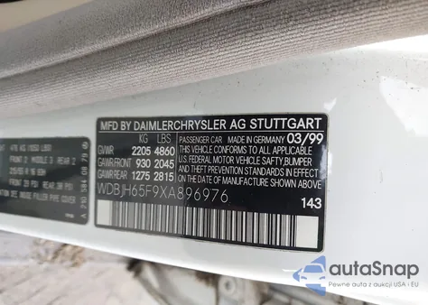 1999 Mercedes-Benz E 320 from USA, damaged, VIN WDBJH65F9XA896976